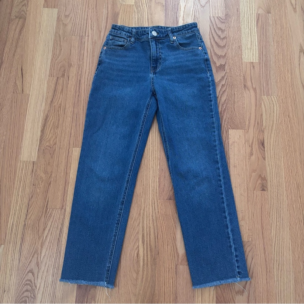 Wild Fable High Rise Straight Leg Jeans Raw Hem Dark Wash Size 2